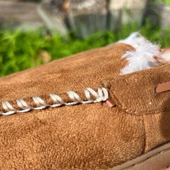 Mens Faux Fur Lined Slip On Moccasins - Picture 6 of 11